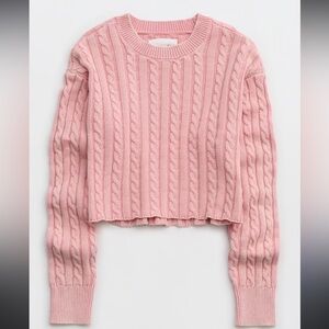Aerie Pink Cable Knit Sweater